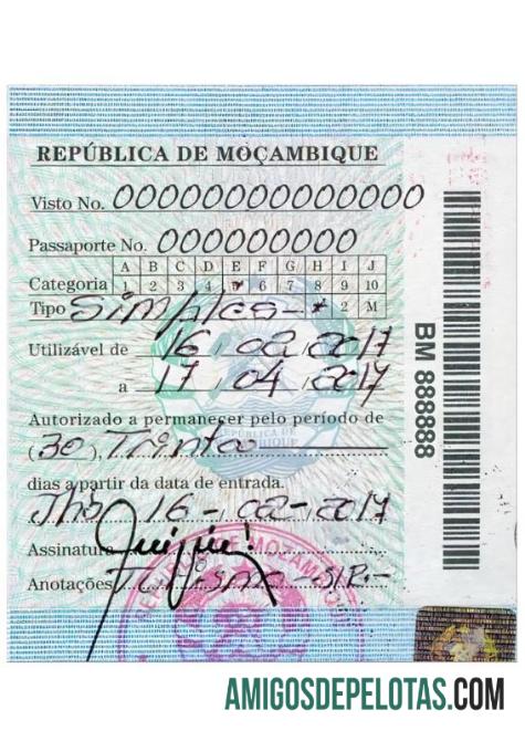 Visto Único para MOÇAMBIQUE amostra